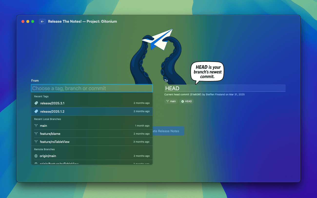 Release The Notes! app screenshot (dark mode)